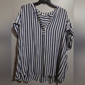 Navy and White Striped Women's Tunic